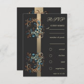 Invitation Élégance florale dorée RSVP (Devant / Derrière)