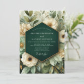 Invitation Élégance Florale Émeraude de Mariage (Debout devant)
