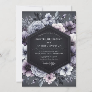 Invitation Élégance Florale Mariage Prune Humeur
