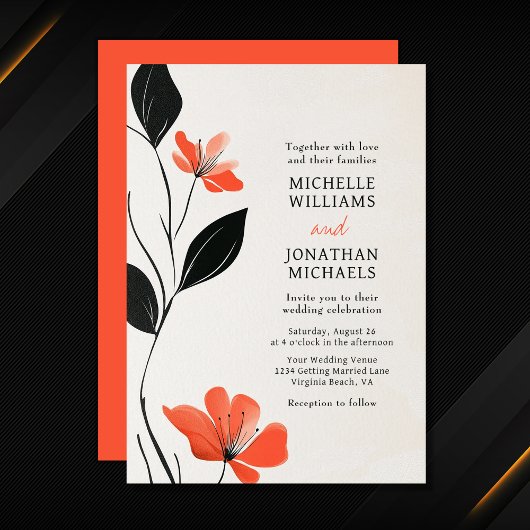 Invitation Élégance florale moderne avec Mariage de fleurs au
