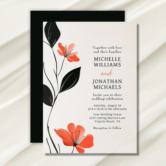 Invitation Élégance florale moderne avec Mariage de fleurs au