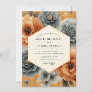 Invitation Élégance Florale Ocre pour Mariage