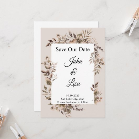 Invitation "Élégance Florale" pour Sauvegarder la (Devant/Arrière en situation)