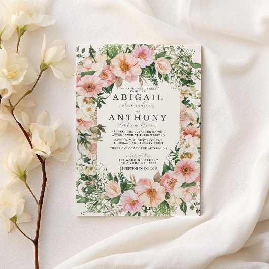 Invitation Élégance florale romantique - Mariage de fleurs de