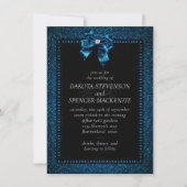 Invitation Élégance gothique | Aquamarine Blue Bow Dark Moody (Devant)