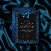 Invitation Élégance gothique | Aquamarine Blue Bow Dark Moody
