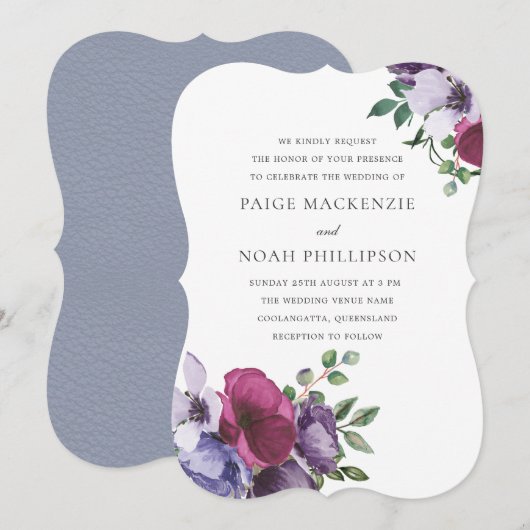 Invitation Élégance gracieuse : Aquarelle Florale Mariage (Devant / Derrière)