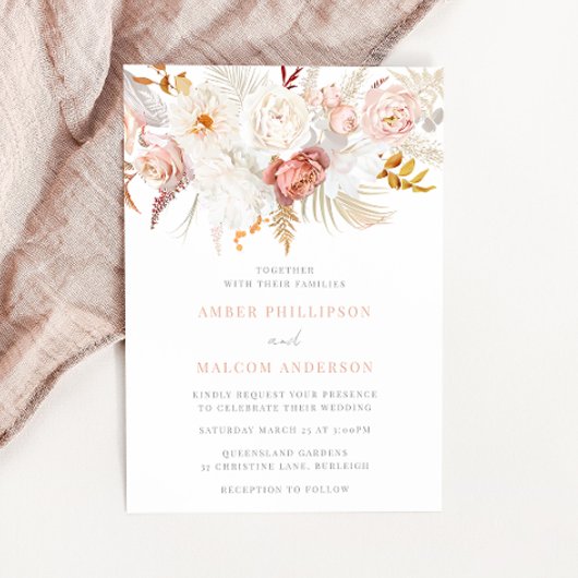 Invitation Élégance gracieuse : Mariage floral sans faute