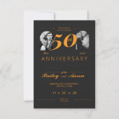 Invitation Élégance Intemporelle Mariage Anniversaire Noir & (Devant)