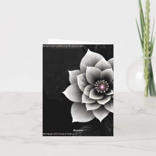 Invitation Élégance intemporelle : Mariage en fleurs noir et (Dos)