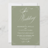 Invitation Élégance intemporelle Sage Mariage vert (Devant)