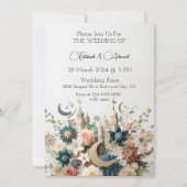 Invitation Élégance islamique des fleurs (Devant)