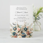 Invitation Élégance islamique des fleurs (Debout devant)