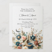 Invitation Élégance islamique des fleurs (Devant / Derrière)