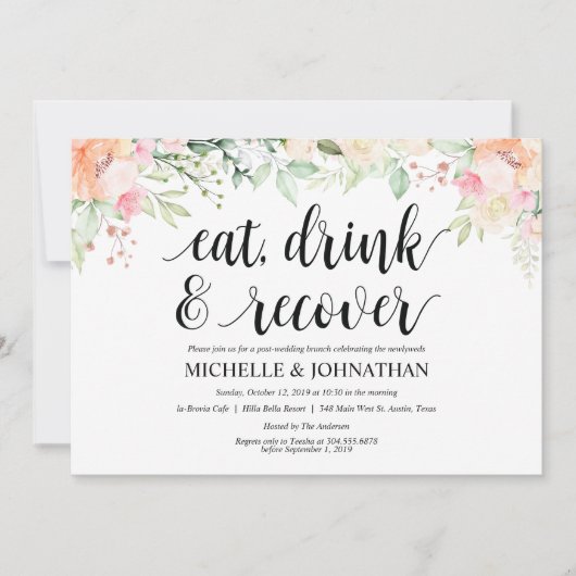 Invitation Elégance jardin Floral Post Mariage Brunch Invitat (Devant)