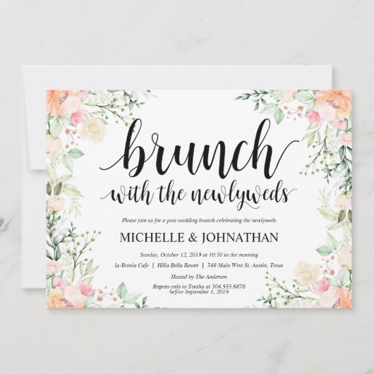 Invitation Elégance jardin Floral Post Mariage Brunch Invitat (Devant)