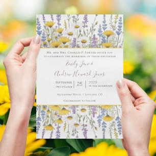 Invitation Élégance jaune ensoleillé Fleur sauvage d'amour de