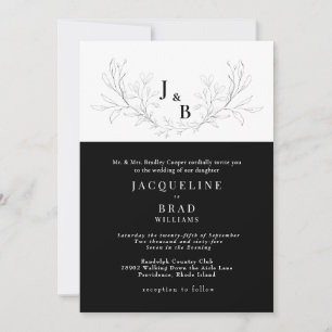 Invitation Élégance Mariage Noir & Blanc
