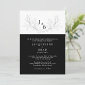 Invitation Élégance Mariage Noir & Blanc (Debout devant)