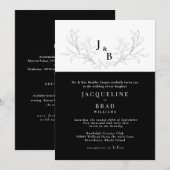 Invitation Élégance Mariage Noir & Blanc (Devant / Derrière)