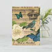 Invitation élégance minable de rose de notes de musique (Debout devant)