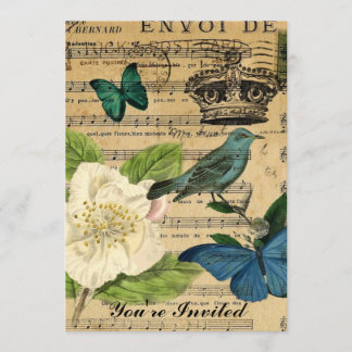 Invitation élégance minable de rose de notes de musique