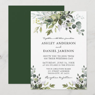 Invitation Elégance moderne Aquarelle Verdure Mariage