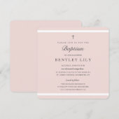 Invitation Élégance Moderne Baptême de Filles (Devant / Derrière)