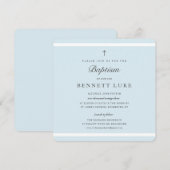 Invitation Élégance Moderne Baptême Garçon (Devant / Derrière)