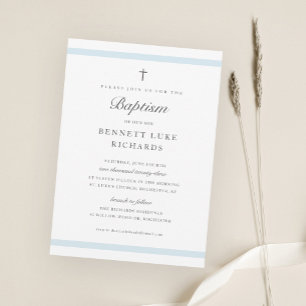 Invitation Élégance moderne baptême garçons