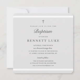 Invitation Élégance Moderne Baptême Garçons ou Filles