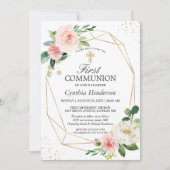 Invitation Élégance moderne Blush rose Floral première commun (Devant)