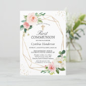 Invitation Élégance moderne Blush rose Floral première commun (Debout devant)