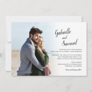 Invitation Élégance moderne Calligraphie Photo Mariage Invita