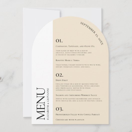 Invitation Élégance moderne de l'arc | Menu de mariage (Devant)