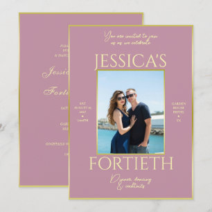 Invitation Elégance moderne Dusty Pink Photo 40e anniversaire