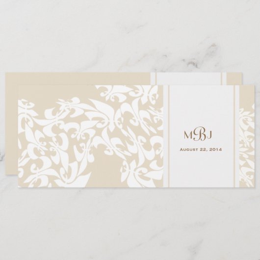 Invitation Élégance moderne Ecru Fleur de Lis Mariage (Devant / Derrière)