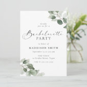 Invitation Élégance Moderne Feuilles Vertes Enterrement de Vi (Debout devant)