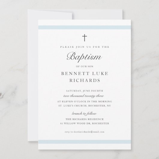 Invitation Élégance moderne garçons Baptême (Devant)