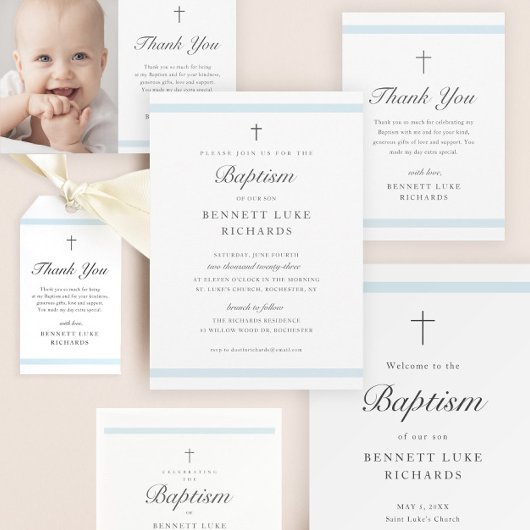 Invitation Élégance moderne garçons Baptême