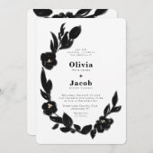 Invitation Élégance moderne Peint Mariage de couronne fleurie (Devant / Derrière)