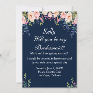 Invitation Élégance moderne Pink Floral Botanical Bridesmaid