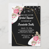 Invitation Elégance moderne Rose Flore string liBridal Douche (Devant)
