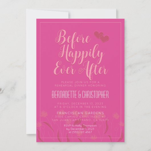 Invitation Élégance Moderne Simple Rose pour un Mariage Chic (Devant)