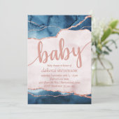 Invitation Élégance mystique | Baby shower d'agate rose bleu (Debout devant)