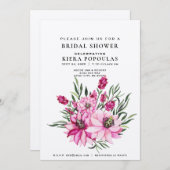Invitation Élégance naturelle Boho rose Fête des mariées flor (Devant / Derrière)