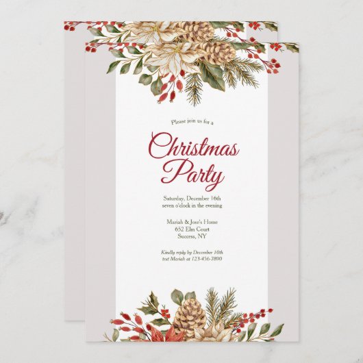 Invitation Élégance Noël (Devant / Derrière)