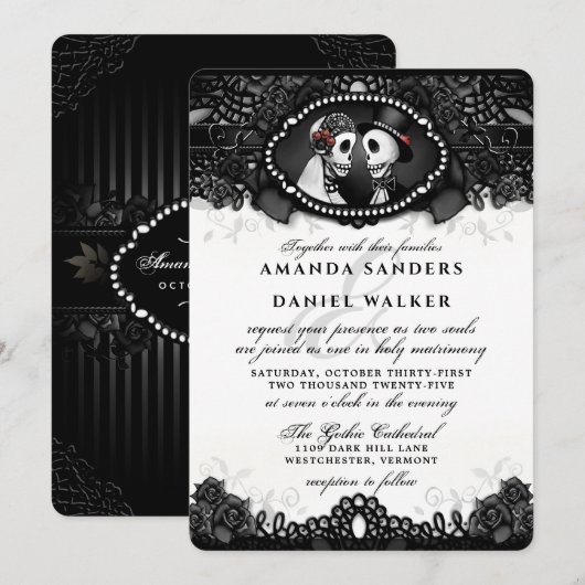 Invitation Elégance noir blanc - avec (Devant / Derrière)