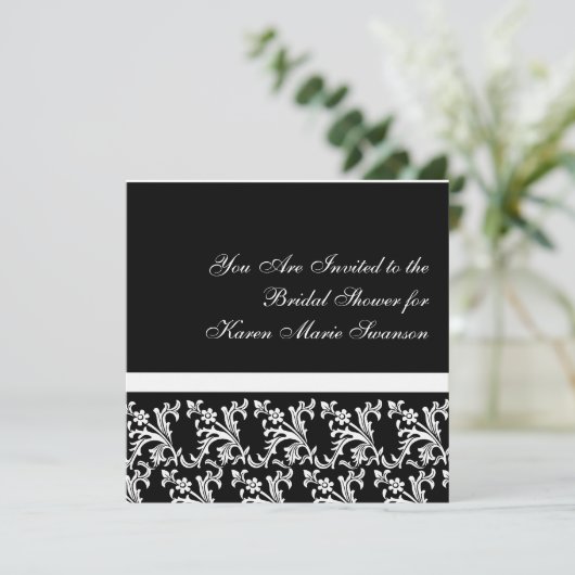 Invitation Élégance noire et blanche (Debout devant)