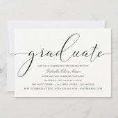 Invitation Élégance noire et blanche | Fête de l'obtention du (Devant)